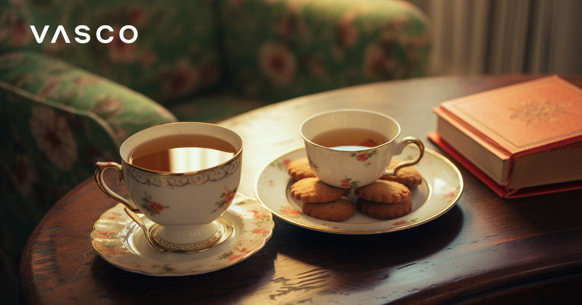 Deux tasses de thé sur un plateau.