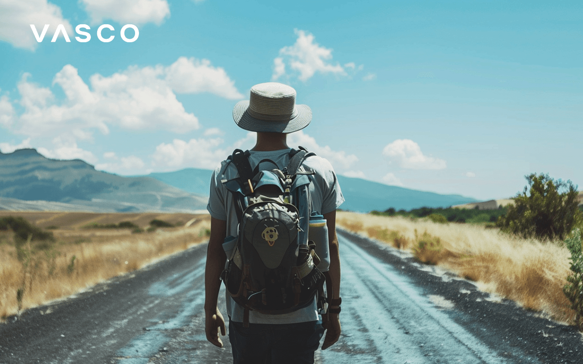 Un voyageur solo sur la route